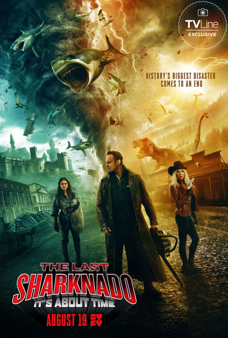 Illustration for article titled La Ășltima pelĂcula de Sharknado lo tiene todo